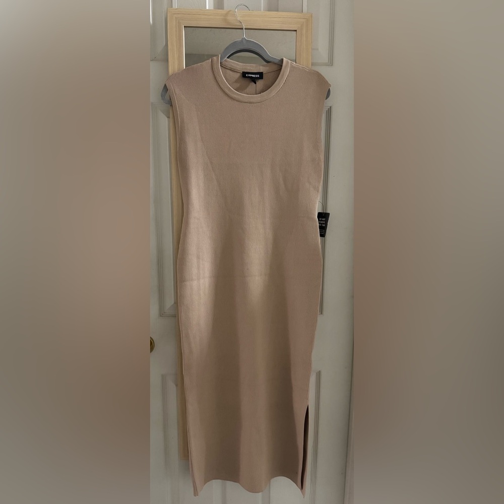 Express Tan Sleeveless midi  Dress NWT